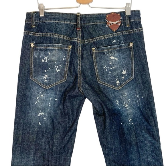 Dsquared2 Splatter Distressed Slim Straight Leg Jeans Size 34 - Picture 5 of 8